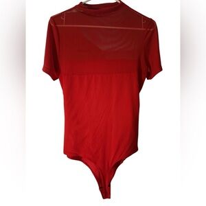 Red Sheer Panel Bodysuit